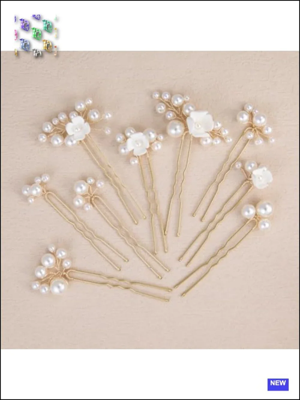 9Pcs White Flower Pearl Hair Pins Bridal Wedding Hair Accessories Women
